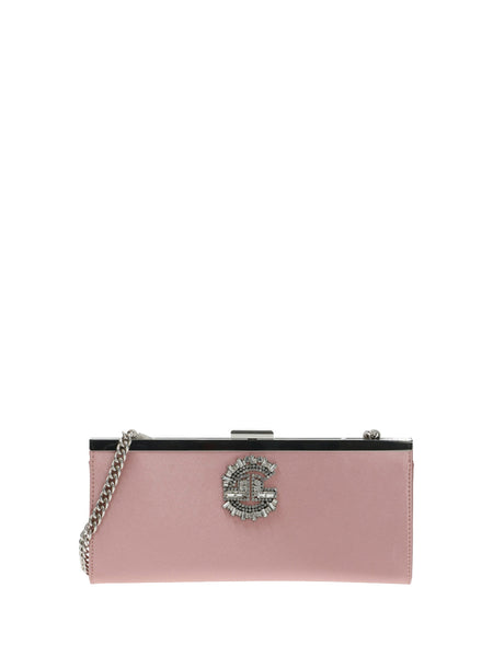 GAELLE PARIS 2USCITA Pochette Donna Cipria con catena e logo gioiello